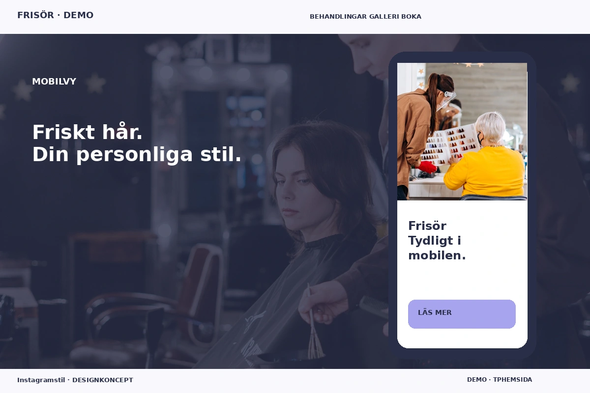 Instagramstil – Mobilvy för frisör