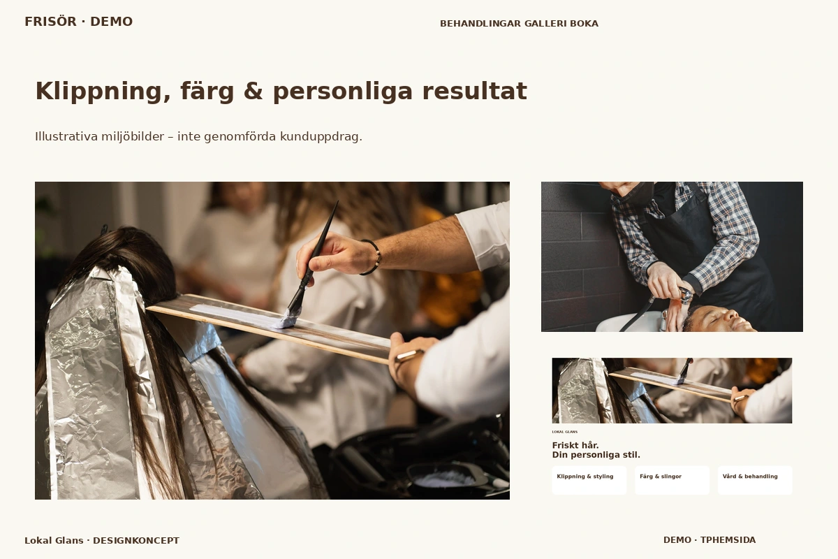 Lokal Glans – Klippning, färg & personliga resultat för frisör