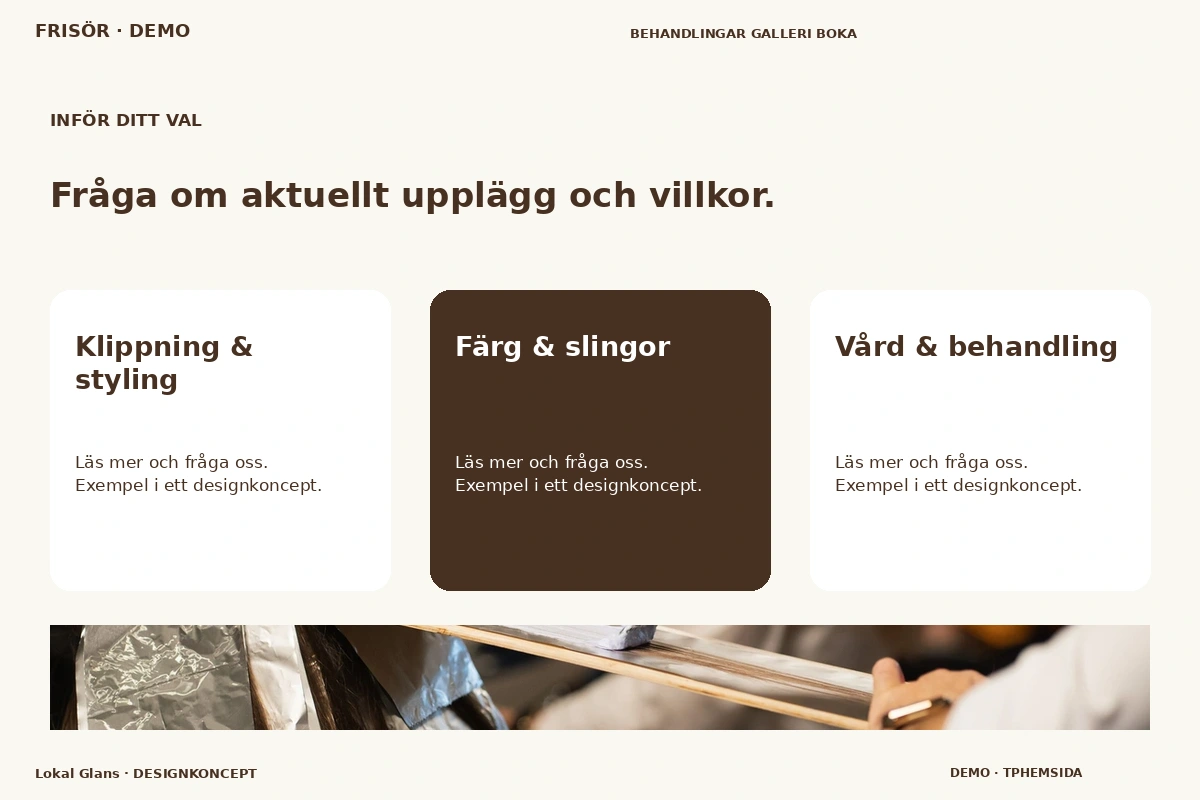 Lokal Glans – Alternativ & villkor för frisör