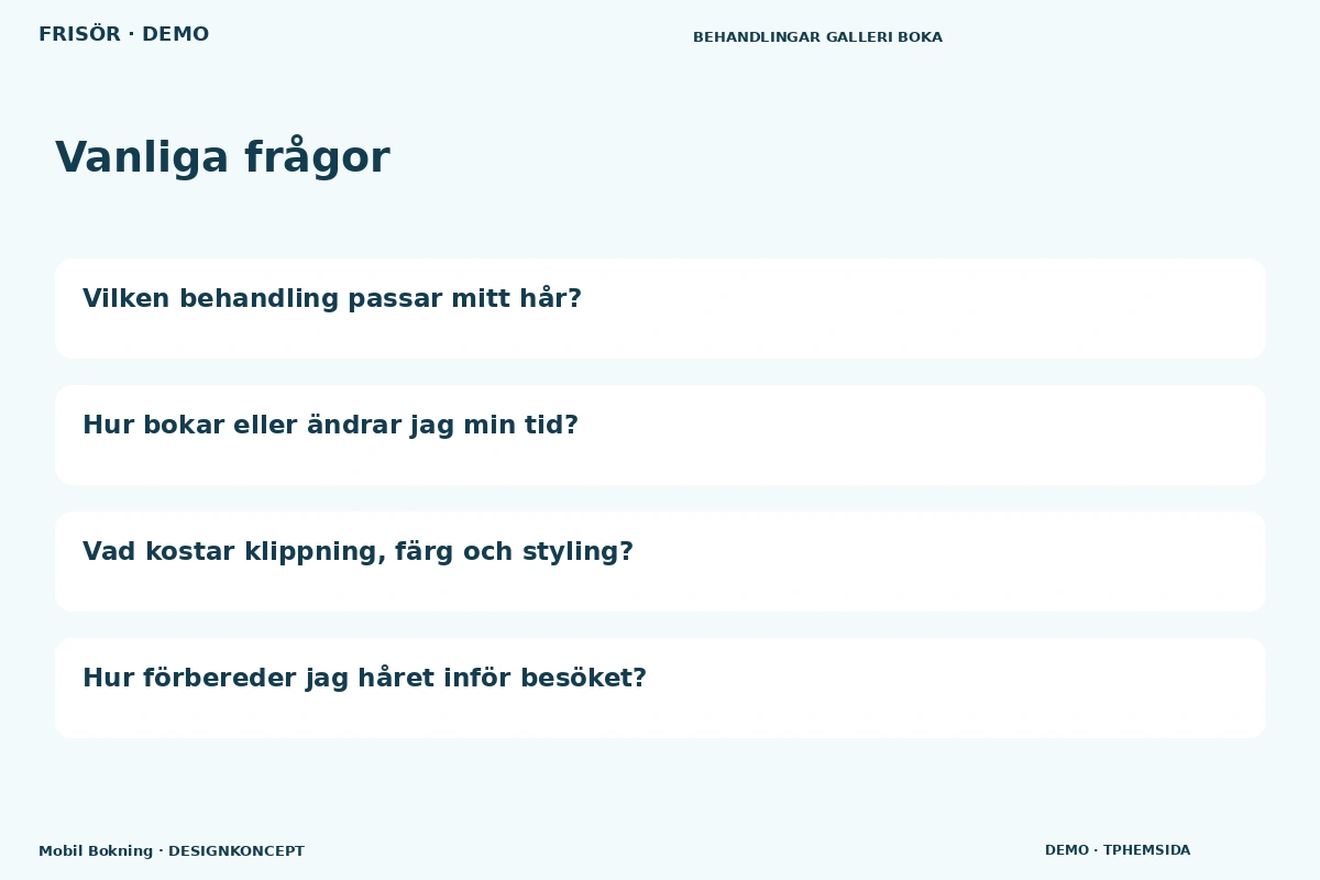 Mobil Bokning – Vanliga frågor för frisör