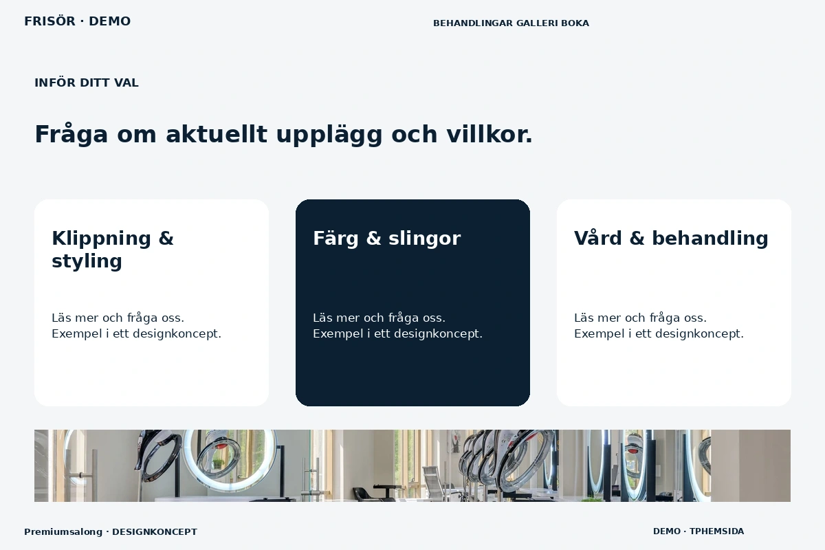 Premiumsalong – Alternativ & villkor för frisör