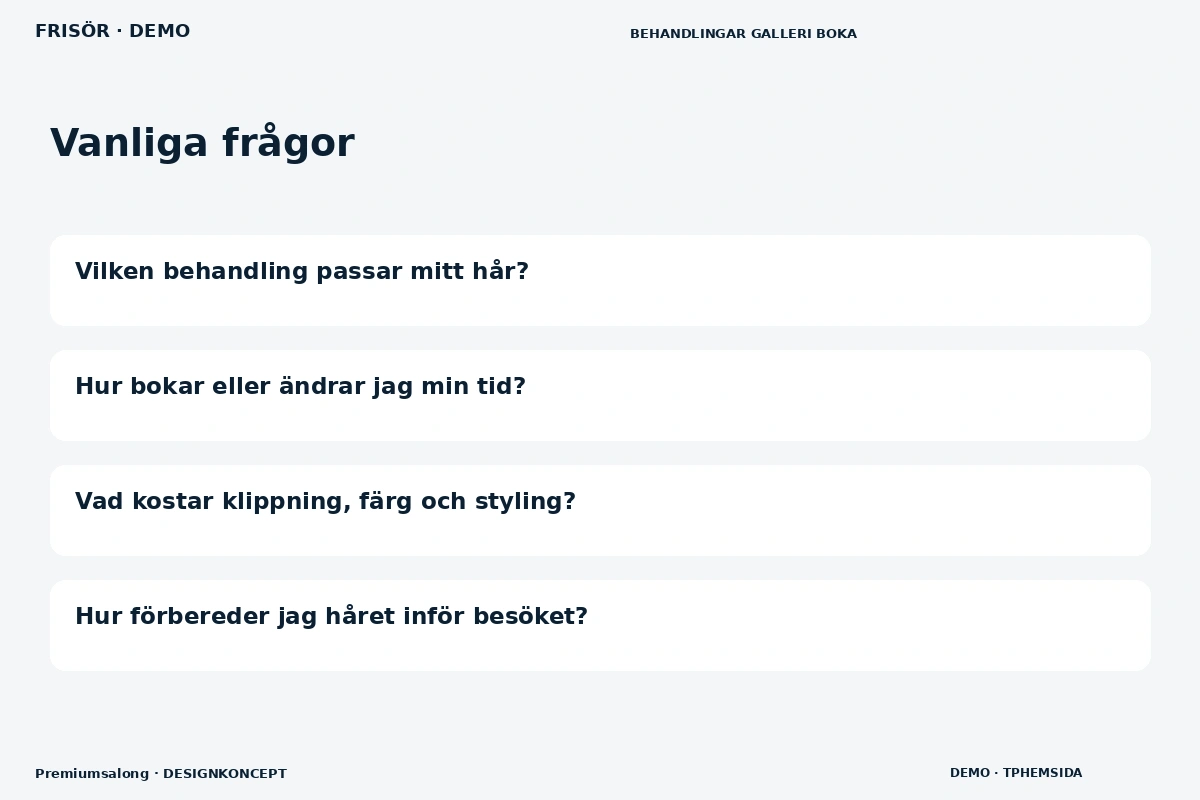 Premiumsalong – Vanliga frågor för frisör