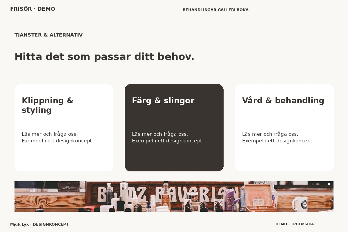 Mjuk Lyx – Tjänster & alternativ för frisör