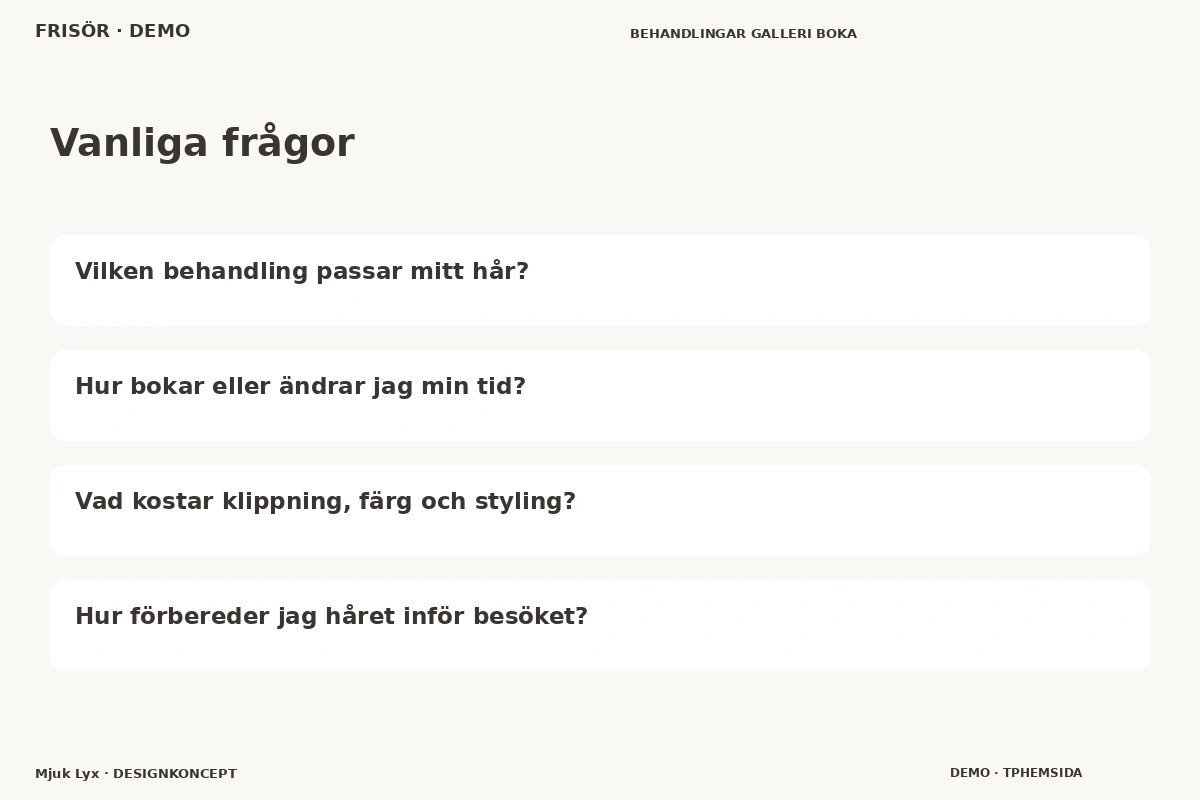 Mjuk Lyx – Vanliga frågor för frisör