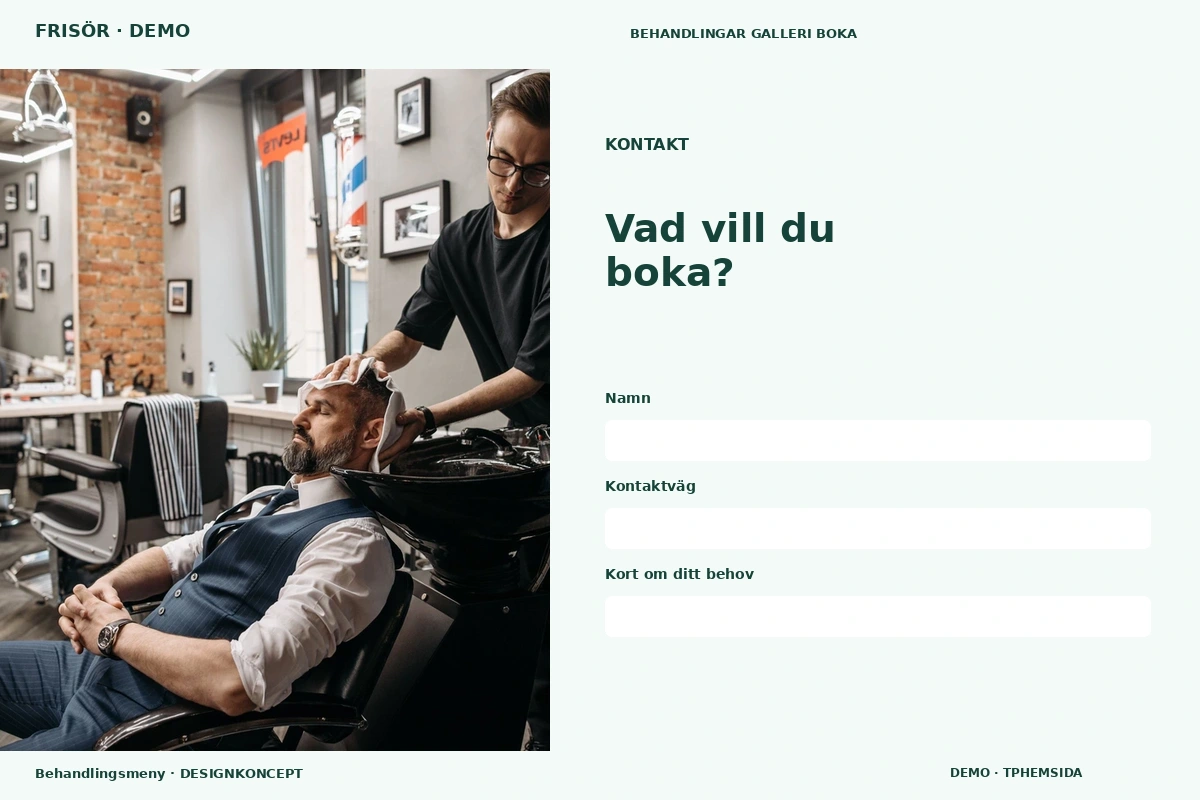 Behandlingsmeny – Kontakt för frisör