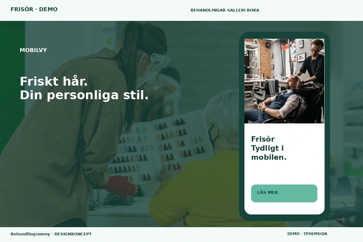 Behandlingsmeny – Mobilvy för frisör