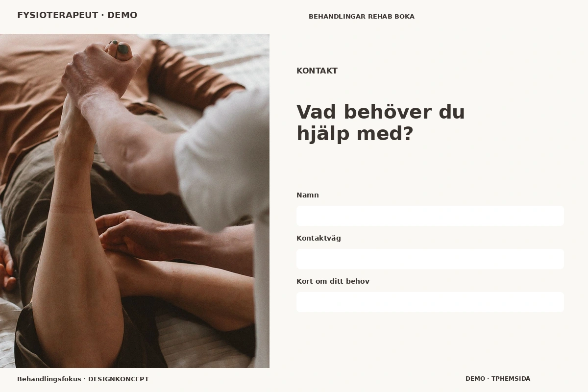 Behandlingsfokus – Kontakt för fysioterapeut