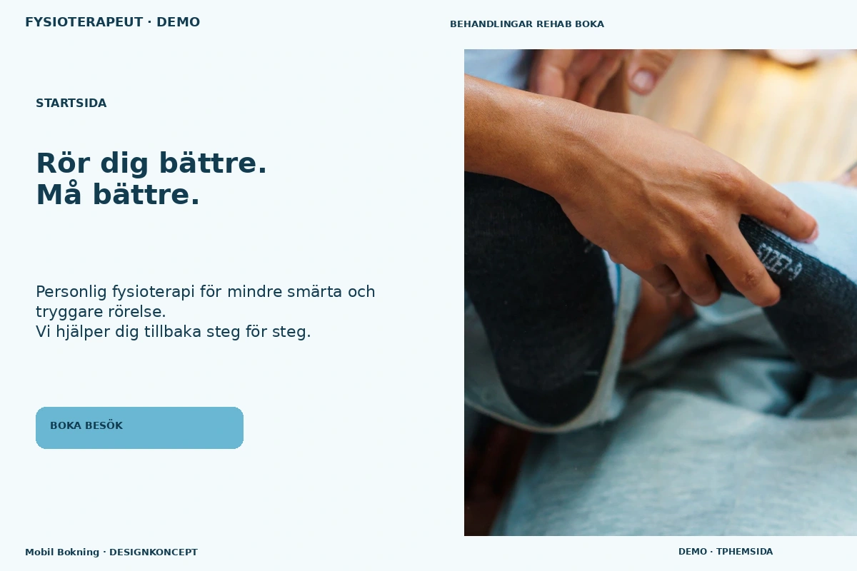 Mobil Bokning – Startsida för fysioterapeut