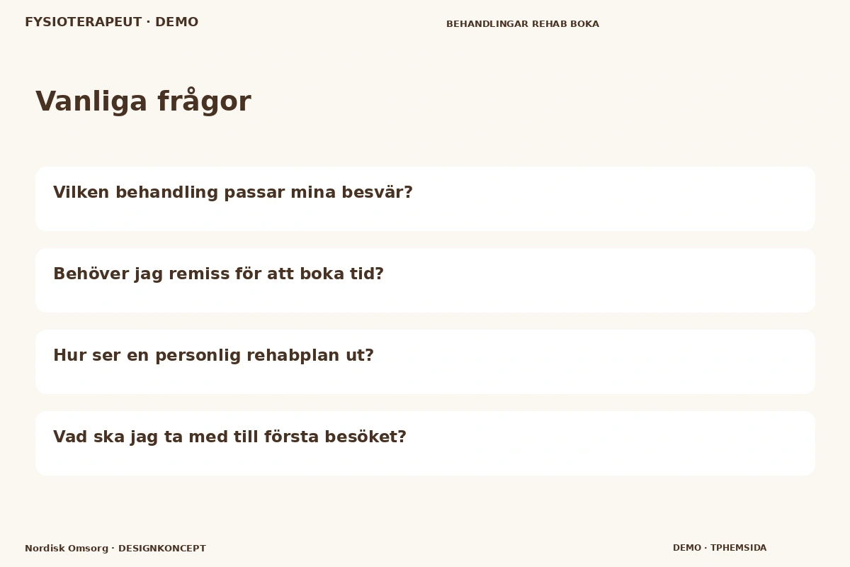 Nordisk Omsorg – Vanliga frågor för fysioterapeut
