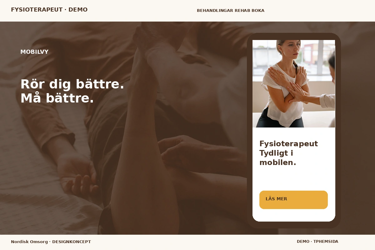 Nordisk Omsorg – Mobilvy för fysioterapeut