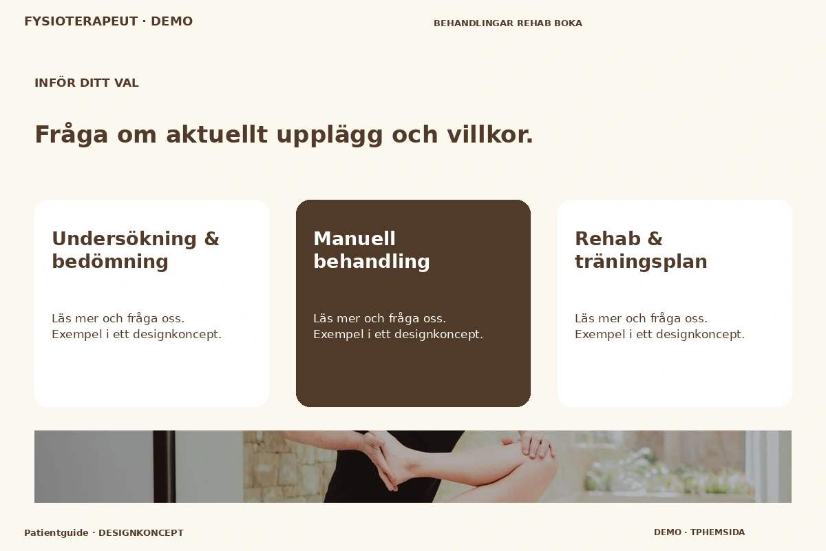 Patientguide – Alternativ & villkor för fysioterapeut