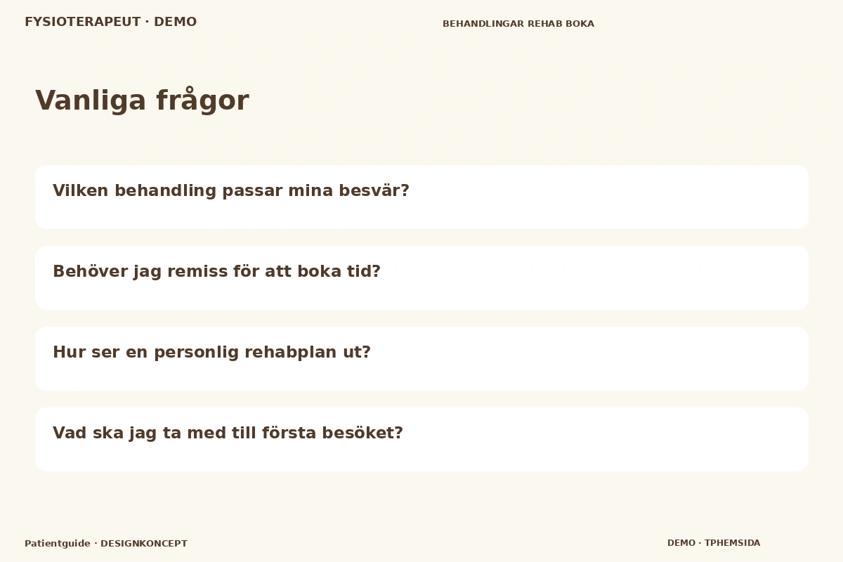 Patientguide – Vanliga frågor för fysioterapeut