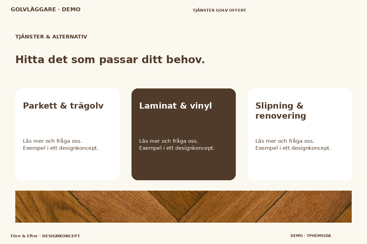 Före & Efter – Tjänster & alternativ för golvläggare