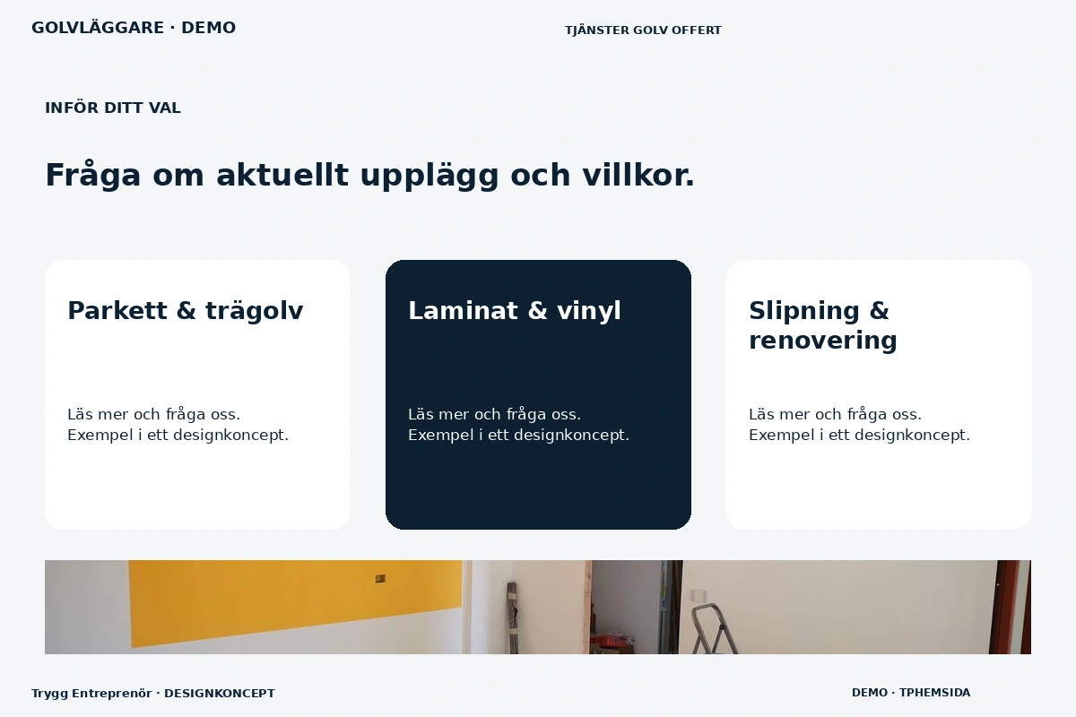 Trygg Entreprenör – Alternativ & villkor för golvläggare