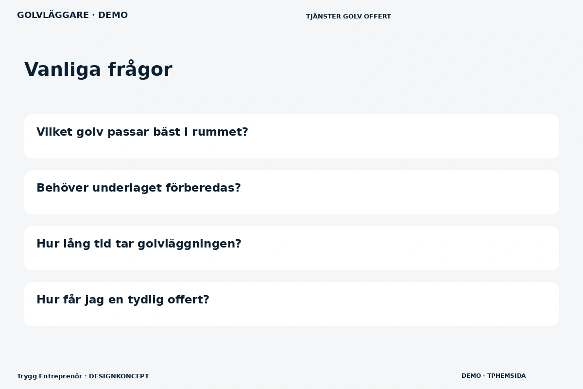 Trygg Entreprenör – Vanliga frågor för golvläggare