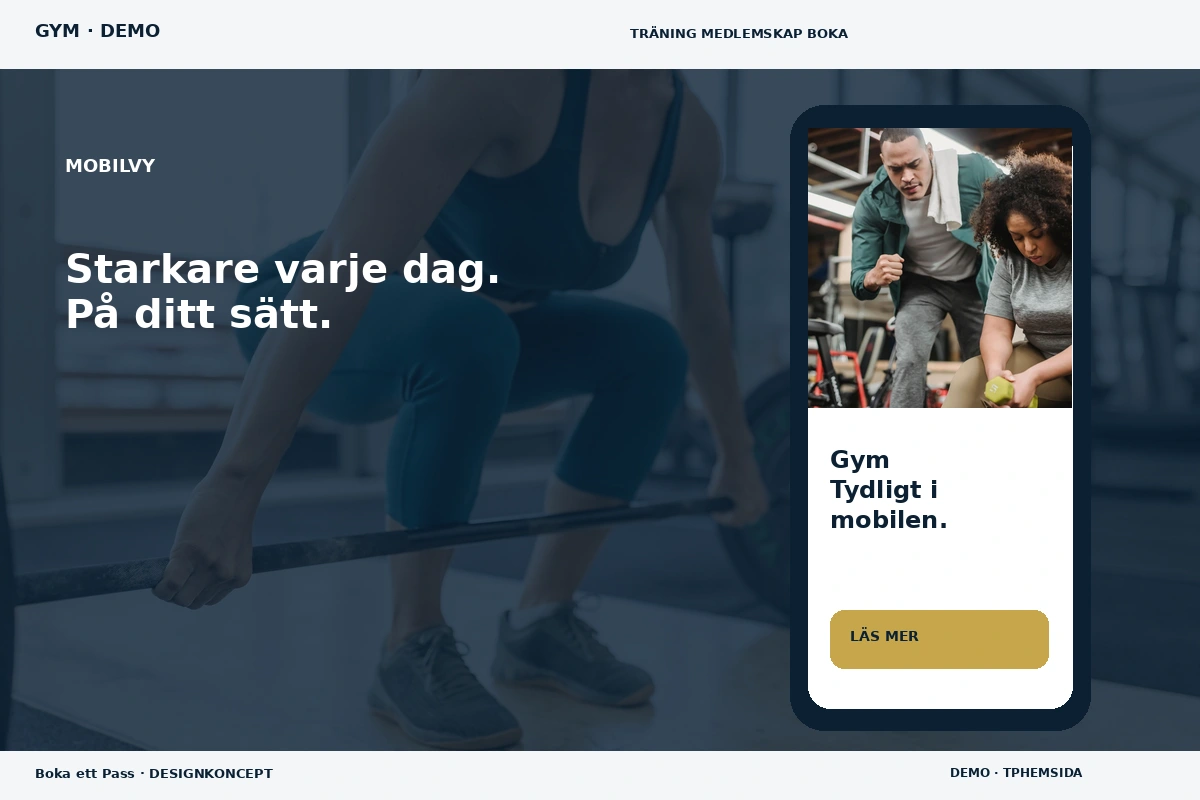 Boka ett Pass – Mobilvy för gym
