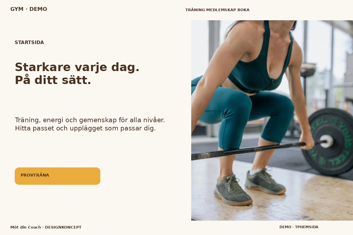 Möt din Coach – Startsida för gym