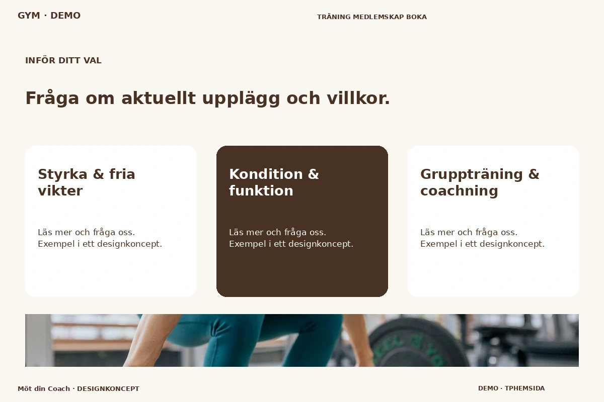 Möt din Coach – Alternativ & villkor för gym