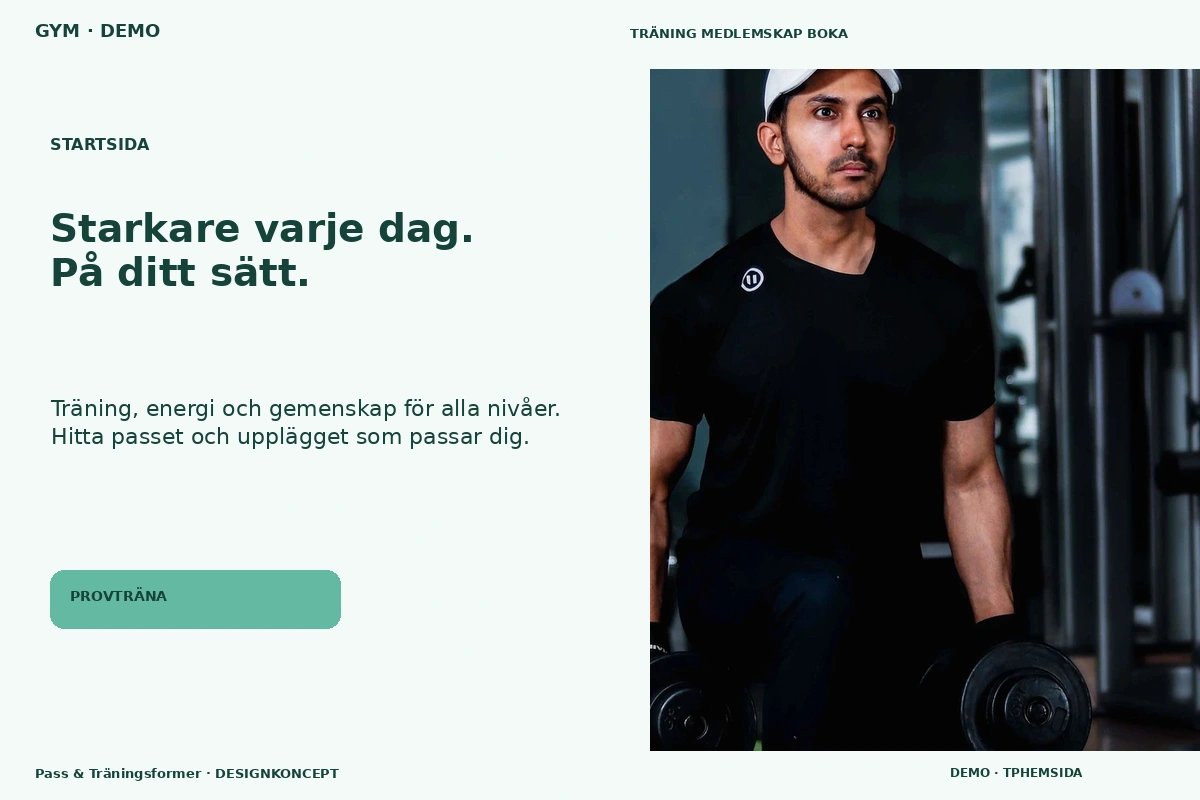 Pass & Träningsformer – Startsida för gym
