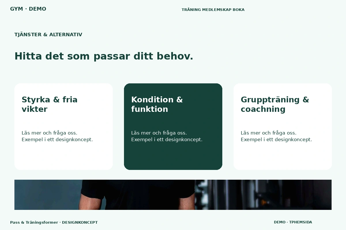 Pass & Träningsformer – Tjänster & alternativ för gym