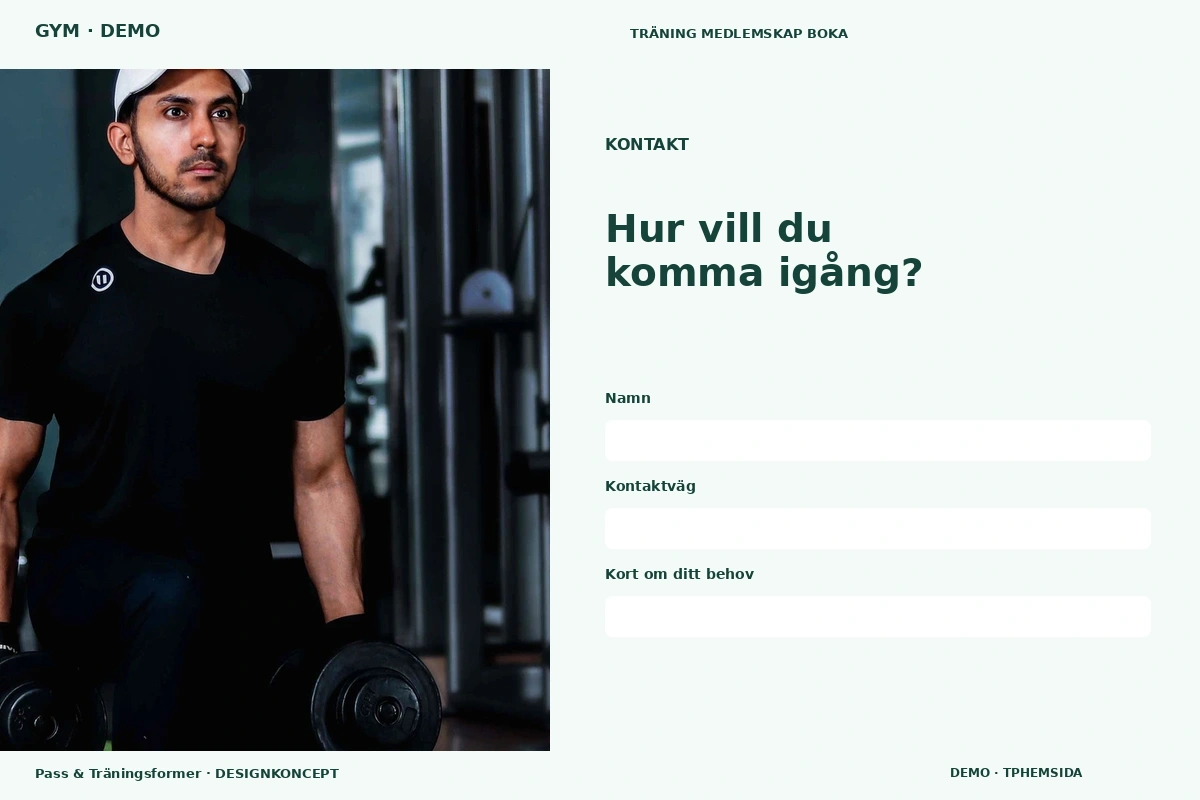 Pass & Träningsformer – Kontakt för gym