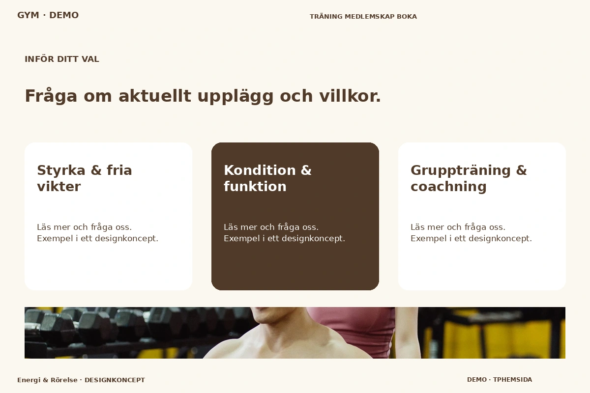 Energi & Rörelse – Alternativ & villkor för gym