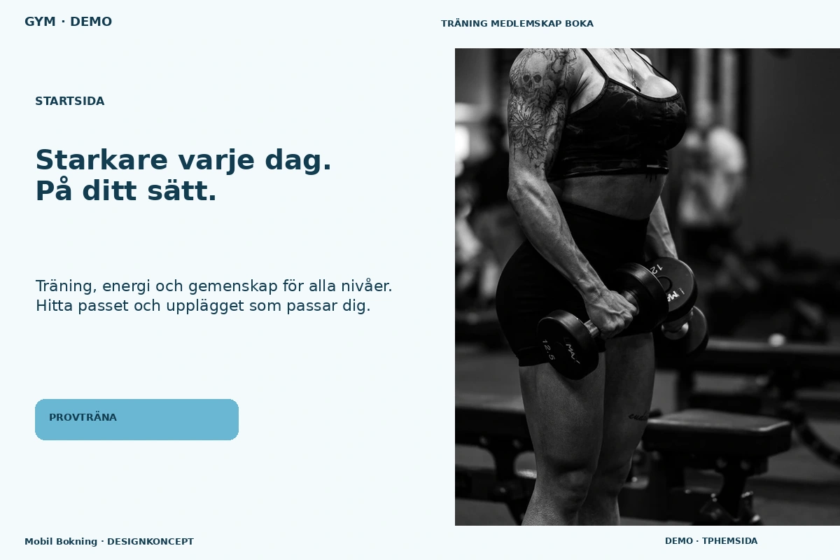 Mobil Bokning – Startsida för gym