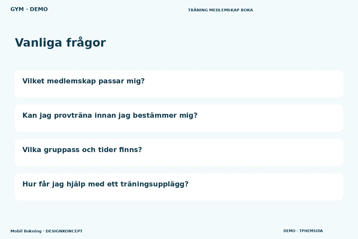 Mobil Bokning – Vanliga frågor för gym
