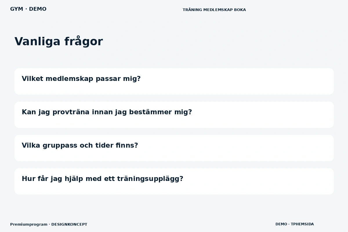 Premiumprogram – Vanliga frågor för gym