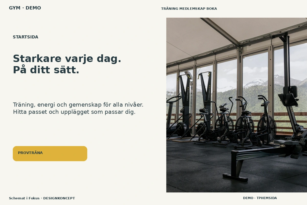 Schemat i Fokus – Startsida för gym