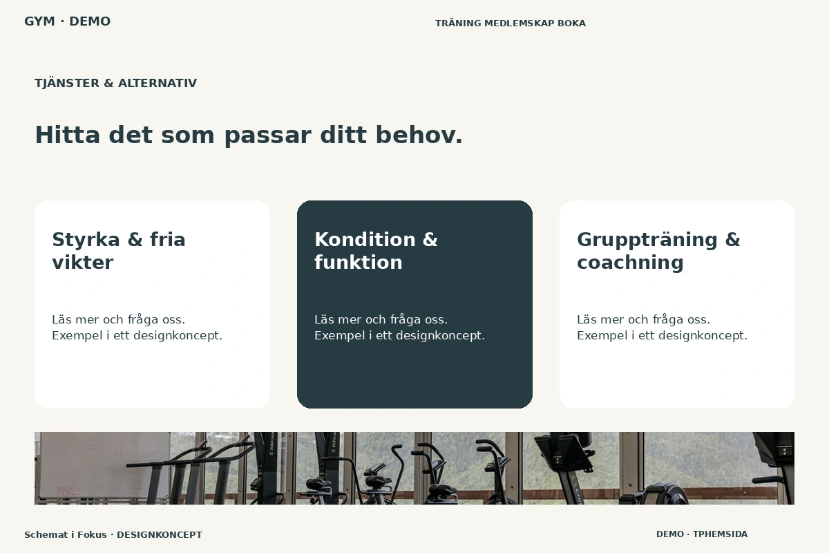 Schemat i Fokus – Tjänster & alternativ för gym