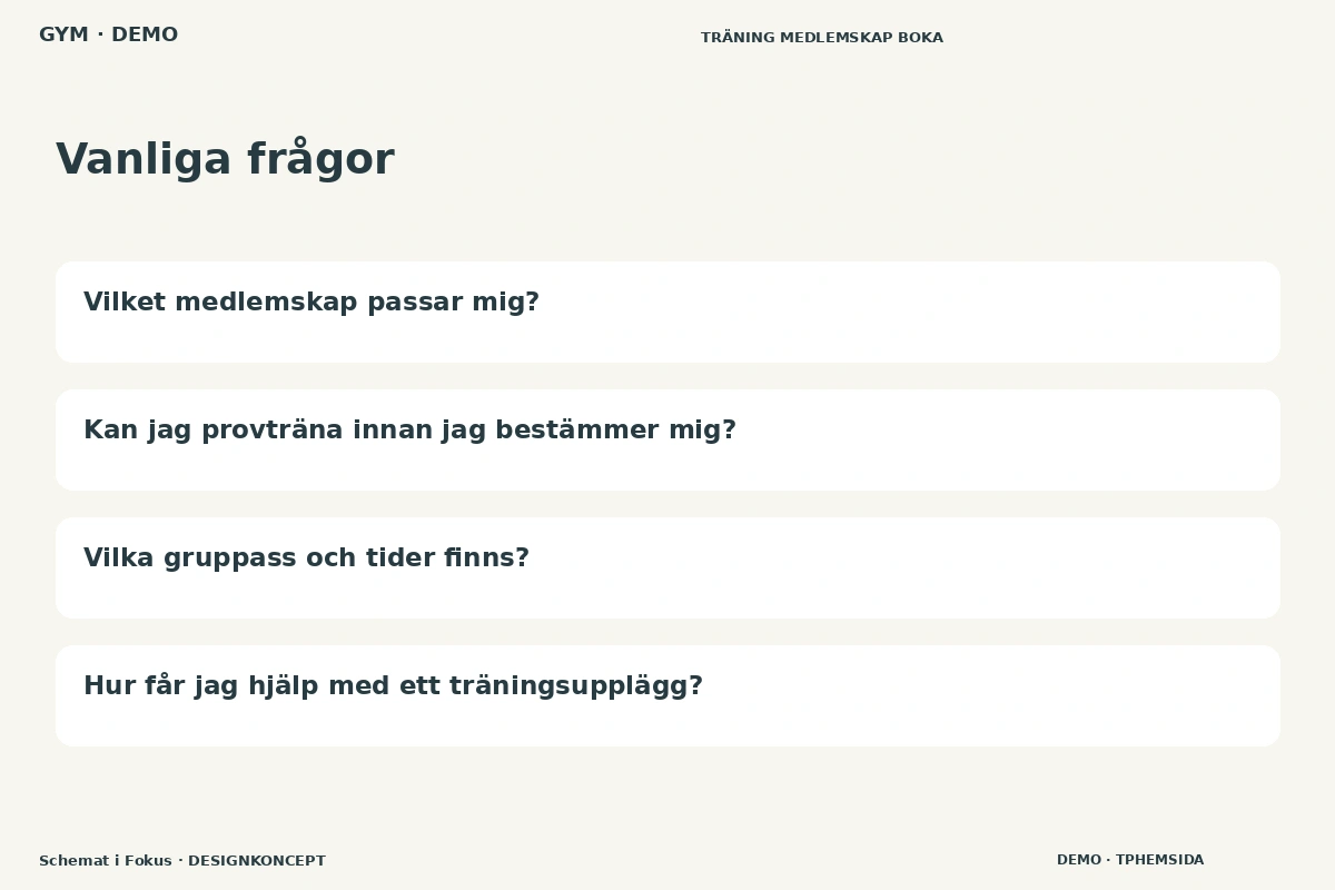 Schemat i Fokus – Vanliga frågor för gym