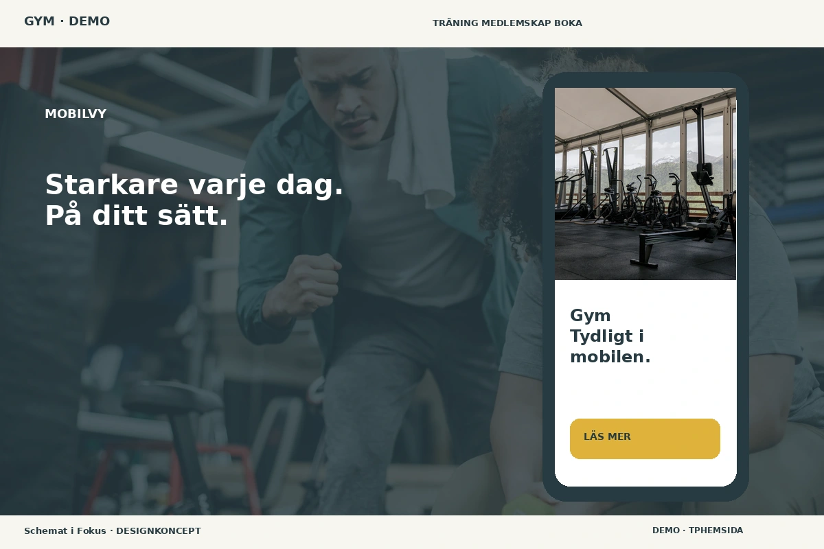 Schemat i Fokus – Mobilvy för gym