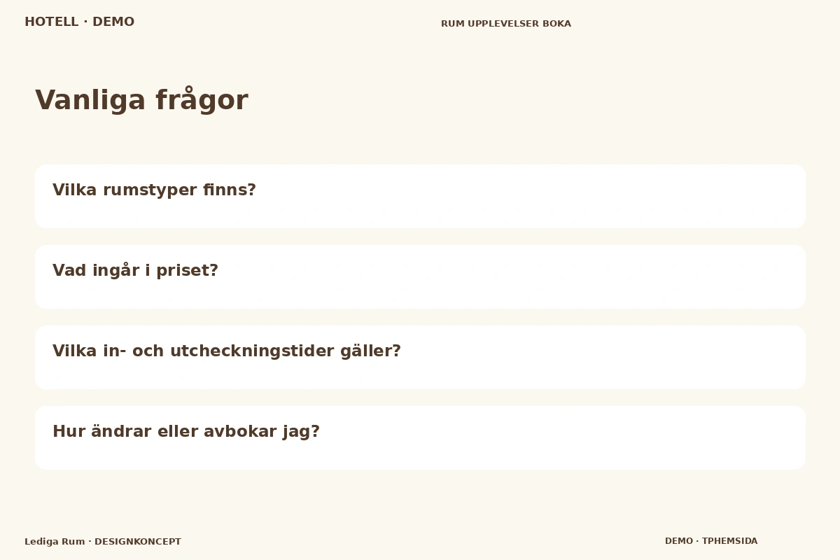 Lediga Rum – Vanliga frågor för hotell