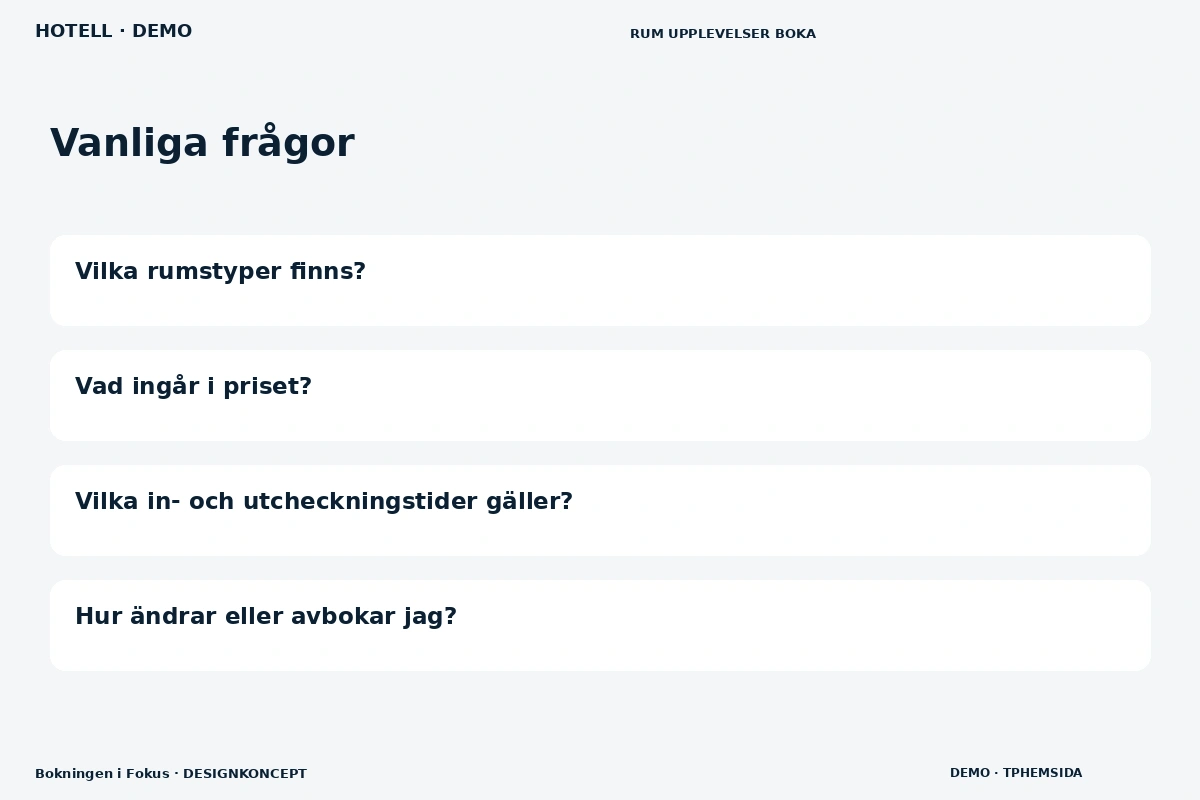 Bokningen i Fokus – Vanliga frågor för hotell