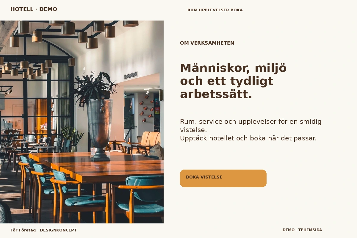 För Företag – Om verksamheten för hotell