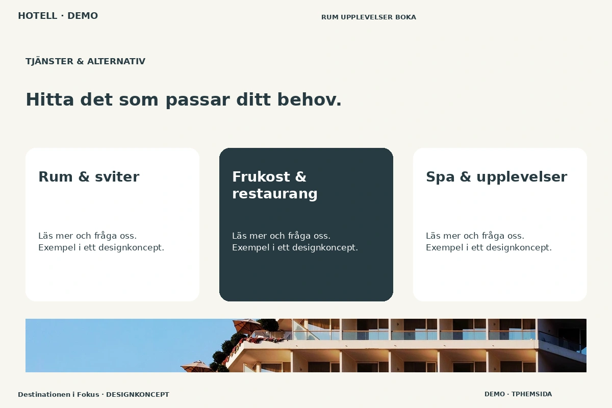 Destinationen i Fokus – Tjänster & alternativ för hotell