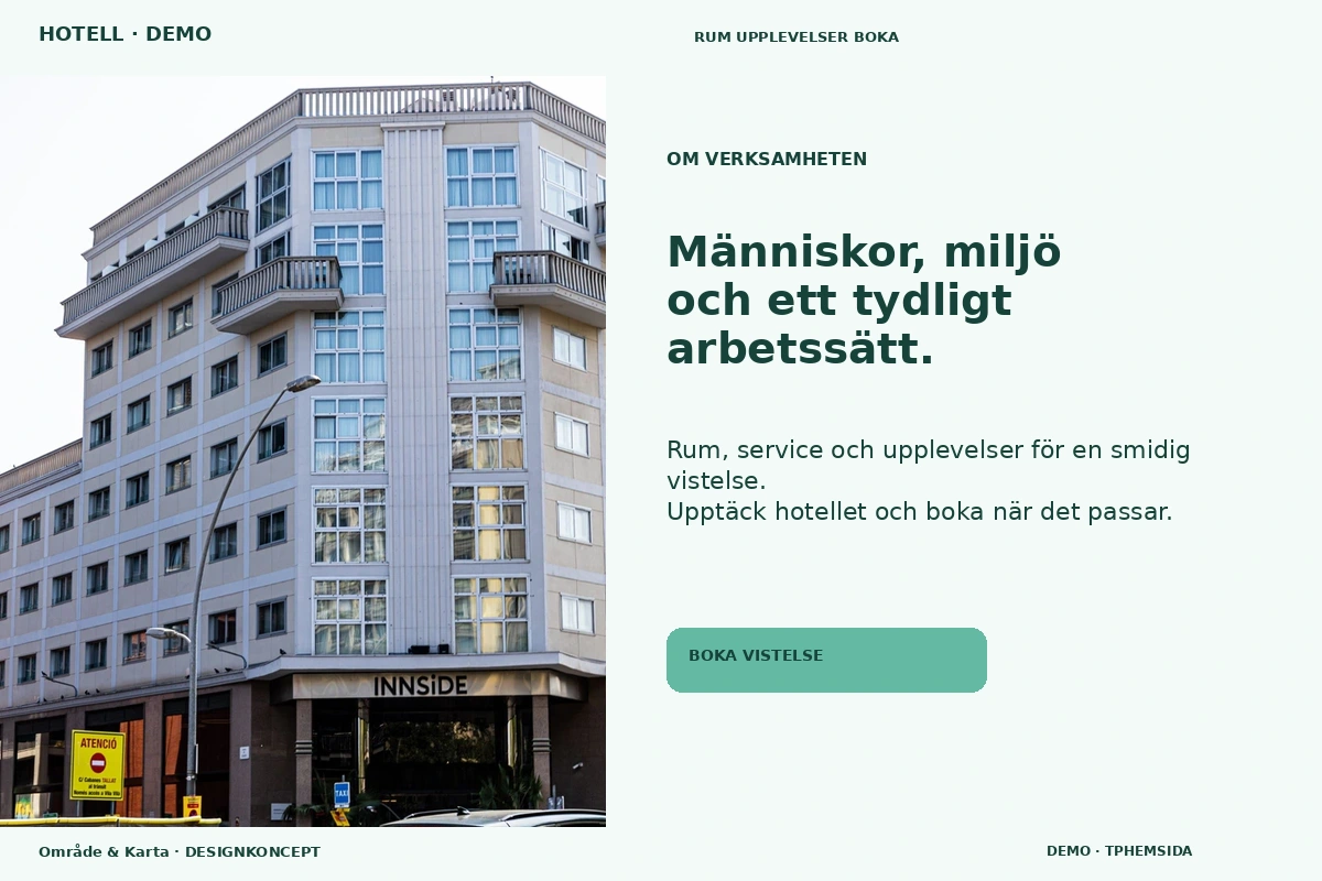 Område & Karta – Om verksamheten för hotell
