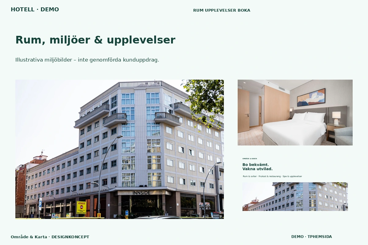 Område & Karta – Rum, miljöer & upplevelser för hotell