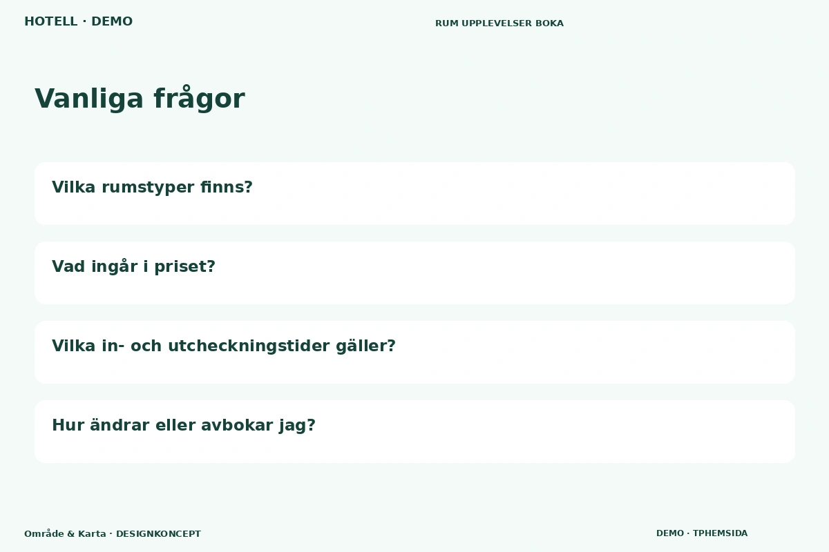 Område & Karta – Vanliga frågor för hotell