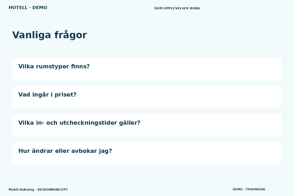 Mobil Bokning – Vanliga frågor för hotell
