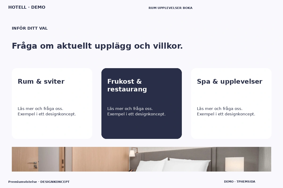 Premiumvistelse – Alternativ & villkor för hotell