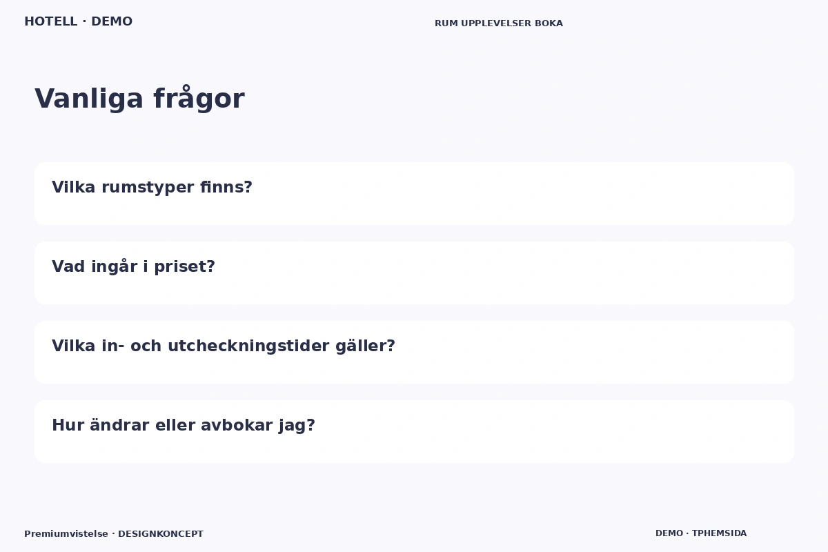Premiumvistelse – Vanliga frågor för hotell
