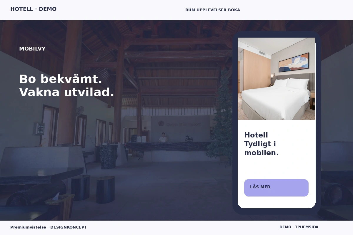 Premiumvistelse – Mobilvy för hotell