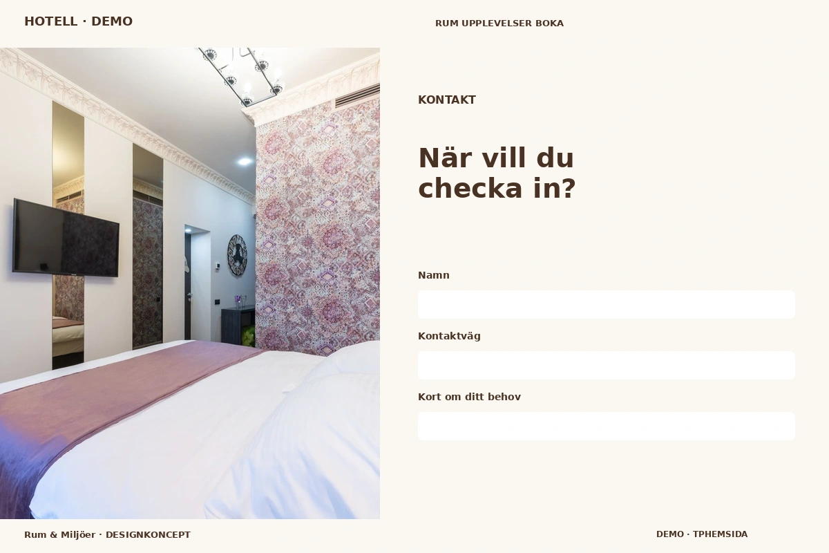 Rum & Miljöer – Kontakt för hotell