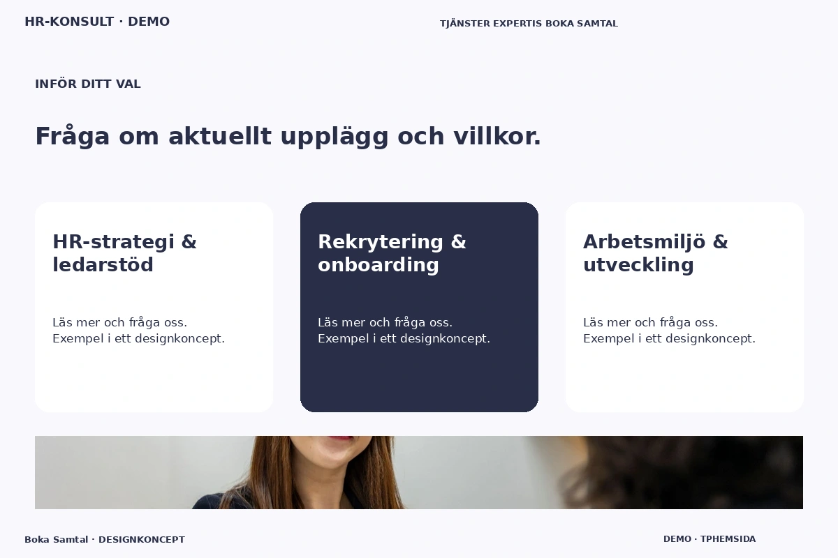 Boka Samtal – Alternativ & villkor för hr-konsult