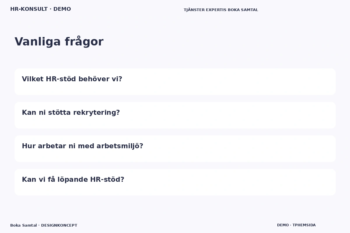 Boka Samtal – Vanliga frågor för hr-konsult