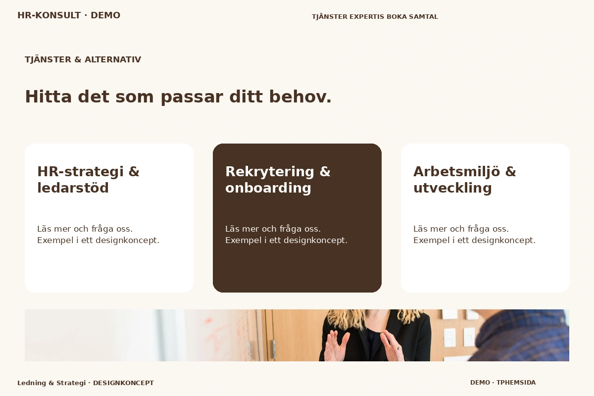 Ledning & Strategi – Tjänster & alternativ för hr-konsult