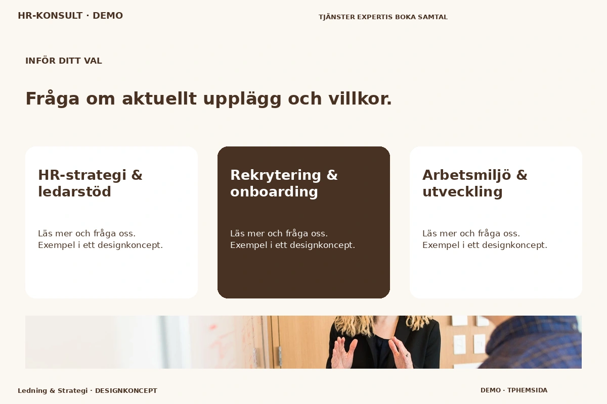 Ledning & Strategi – Alternativ & villkor för hr-konsult