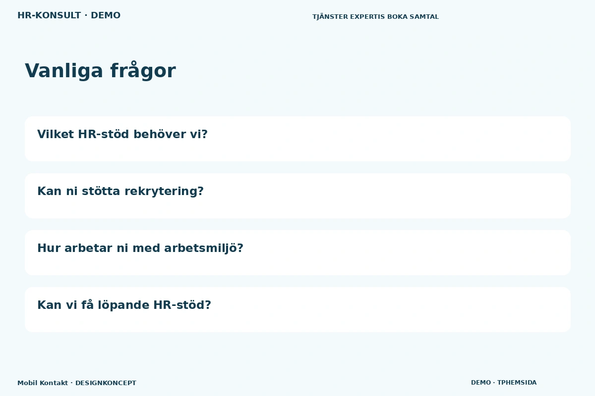 Mobil Kontakt – Vanliga frågor för hr-konsult